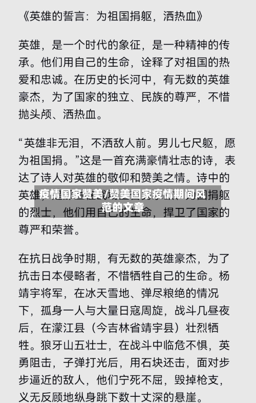 疫情国家赞美/赞美国家疫情期间风范的文章